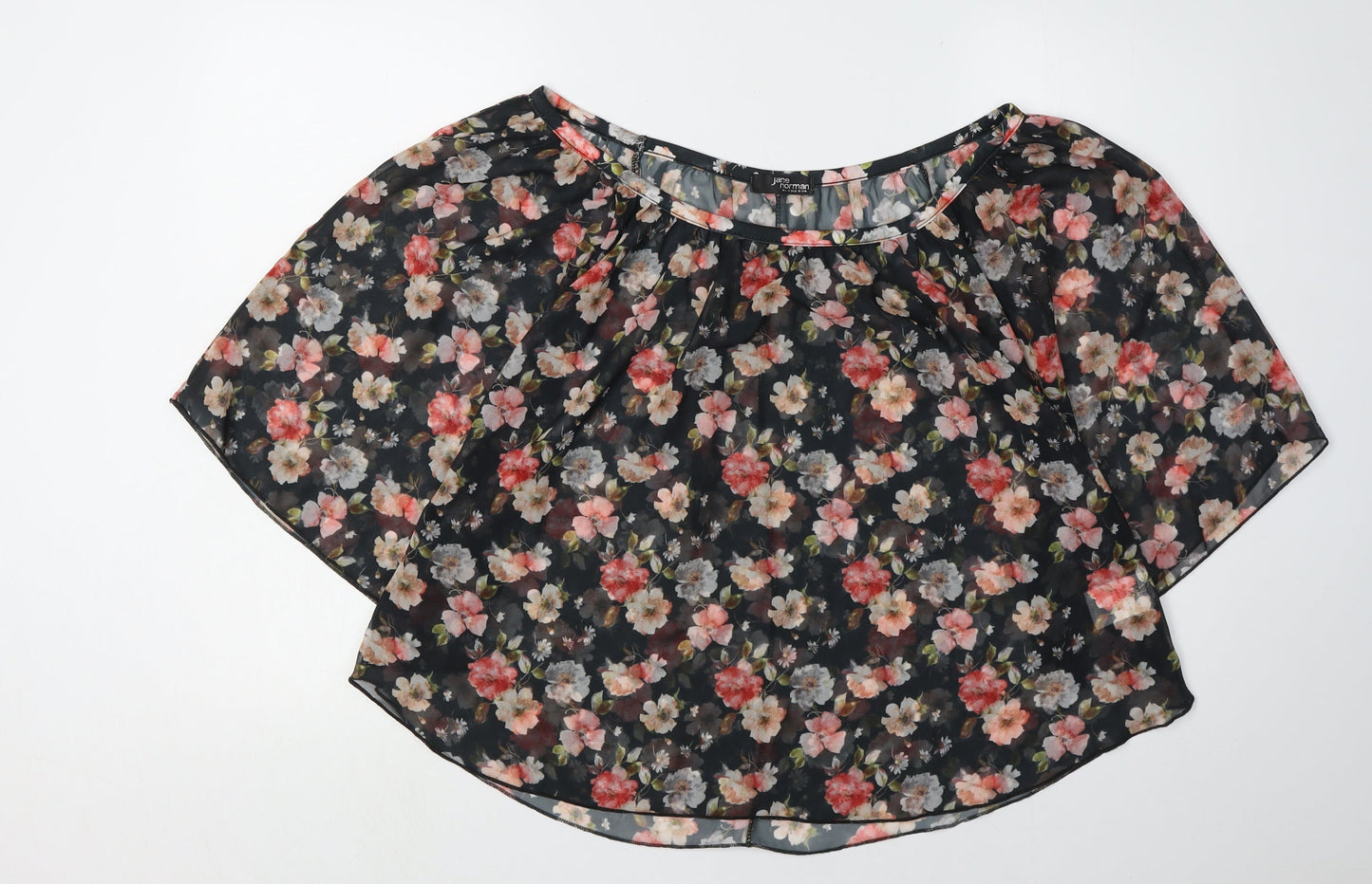 Jane Norman Women's Black Floral Blouse, Size 10