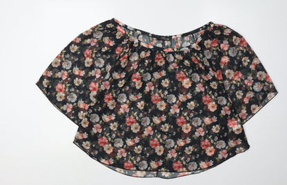 Jane Norman Women's Black Floral Blouse, Size 10