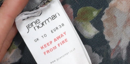 Jane Norman Women's Black Floral Blouse, Size 10