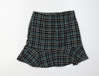 Oasis Women's Black Checked Short Skirt, Pencil Style