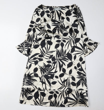 Wallis Women's Black & White Floral Dress Size 10