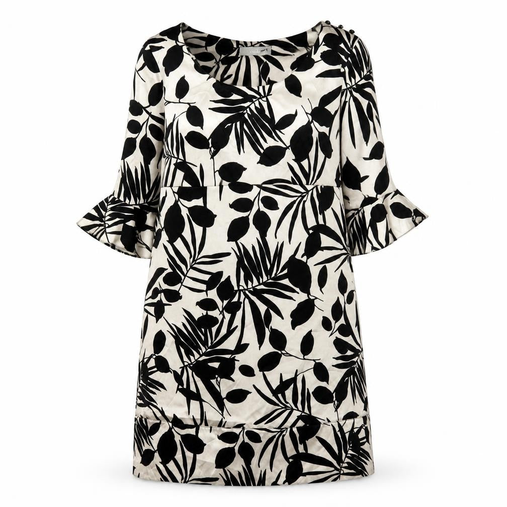 Front view of Wallis Women's Black & White Floral Dress, size 10