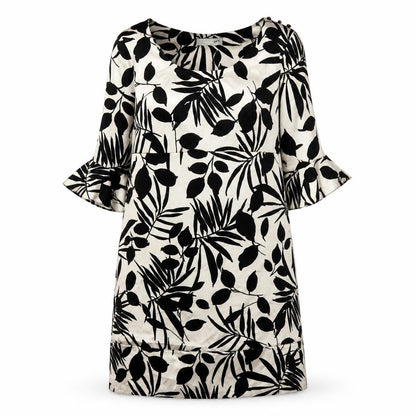 Front view of Wallis Women's Black & White Floral Dress, size 10