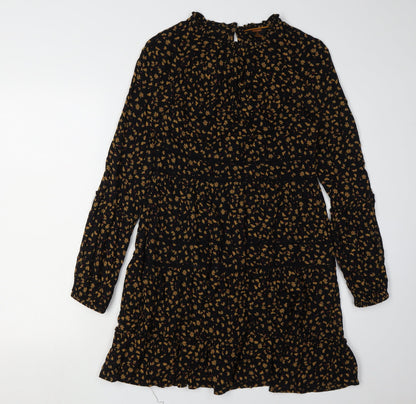 Superdry Women's Black Floral A-Line Dress Size 8