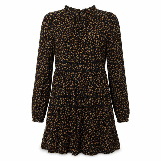Superdry Women's Black Floral A-Line Dress Size 8