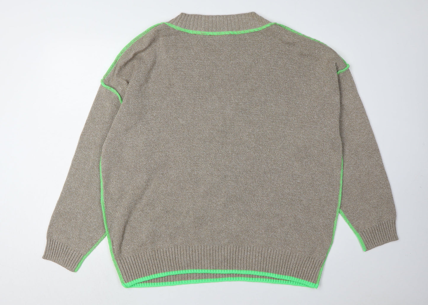 Collusion Unisex Beige M Pullover Jumper V-Neck