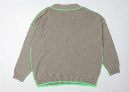 Collusion Unisex Beige M Pullover Jumper V-Neck