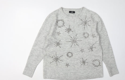 Womens UK Size M Wallis Grey Pullover Jumper