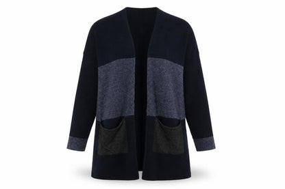 Benedetta B Women's Black Grey Open Front Cardigan M