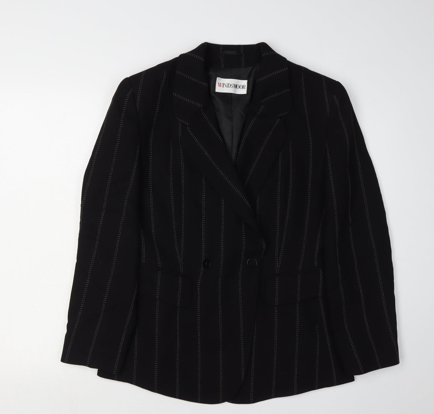 Windsmoor Women's Black Blazer, Size 10, Pinstripe Wool