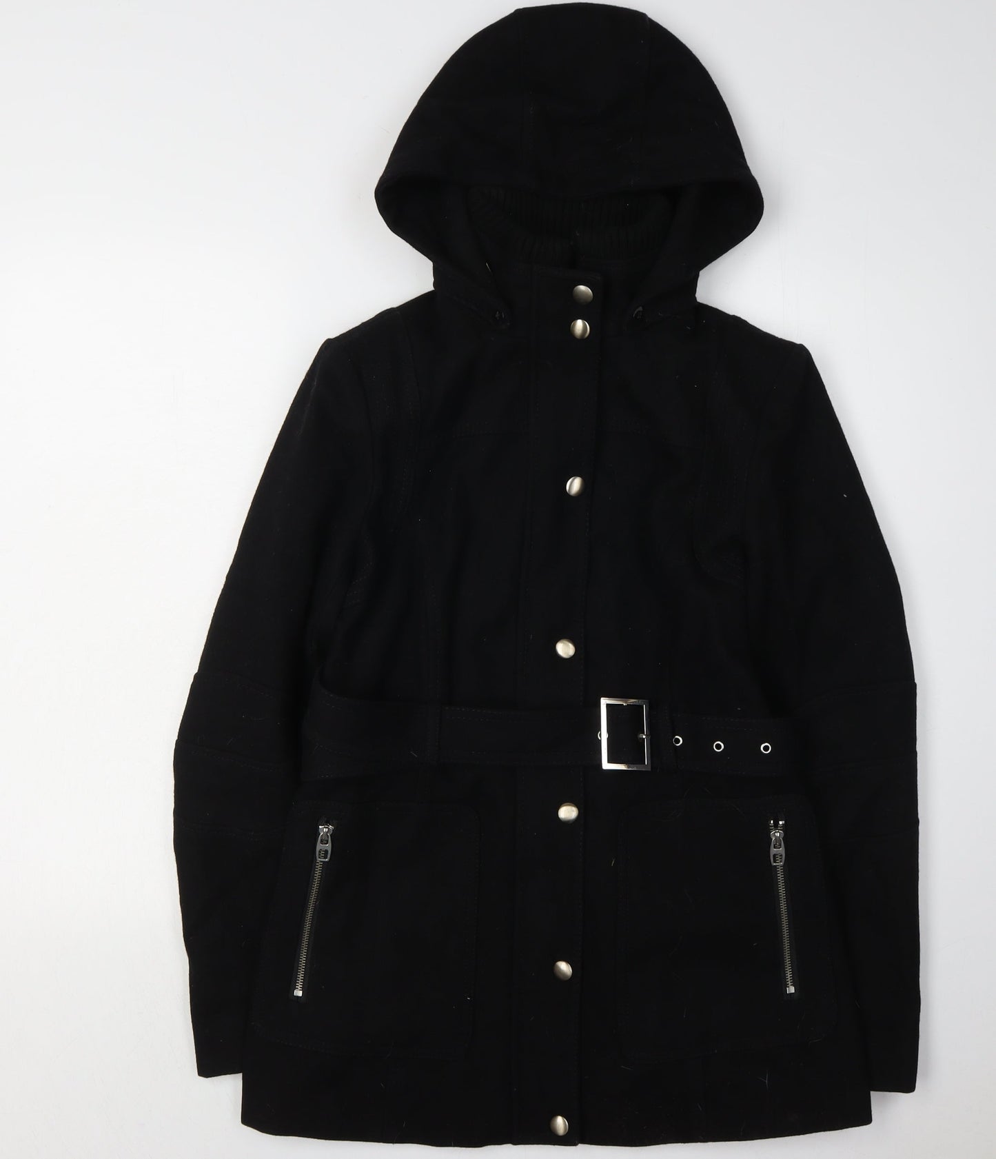 Miss Sixty Women's Black Belted Parka Jacket S