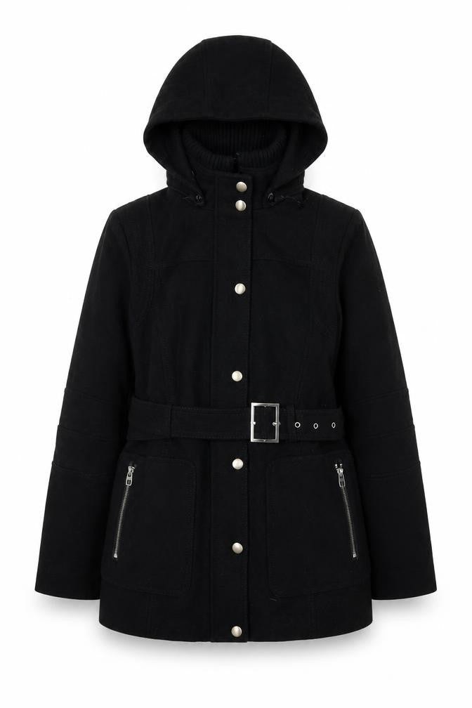Miss Sixty Women's Black Belted Parka Jacket S