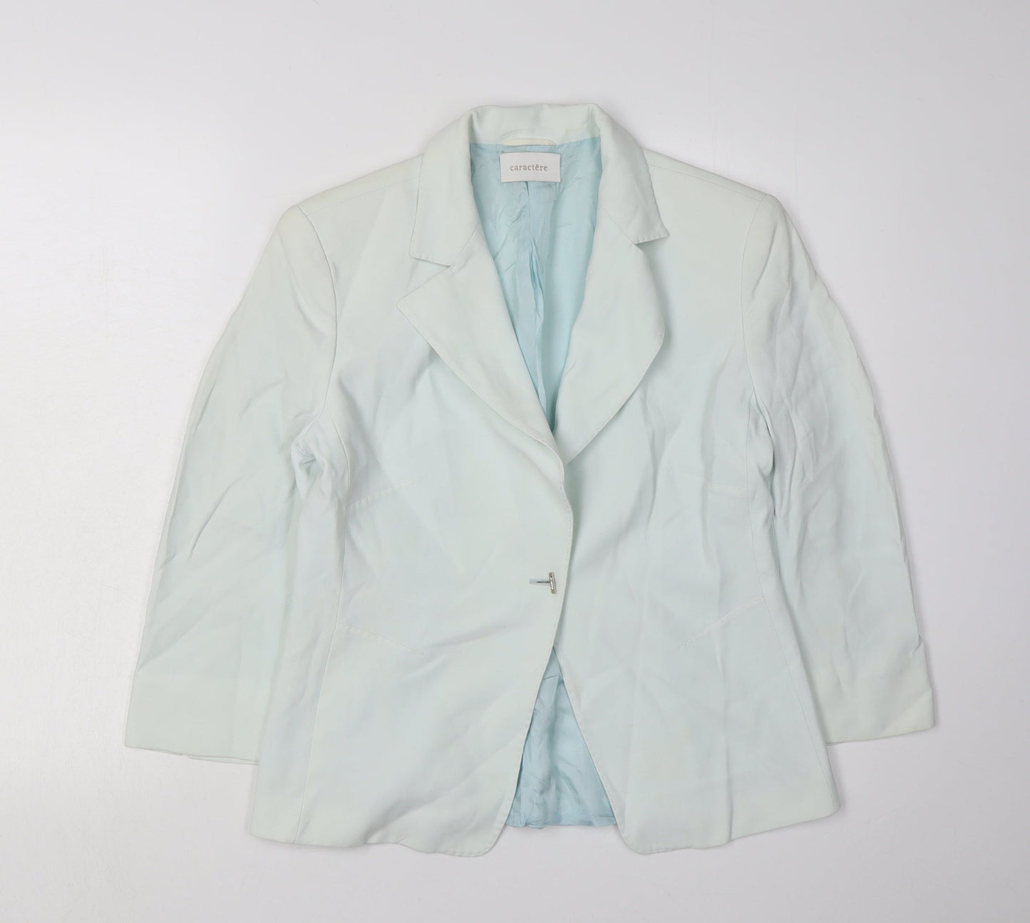 Caractère Women's Blue Blazer UK 10 Long Sleeve Notch Lapel