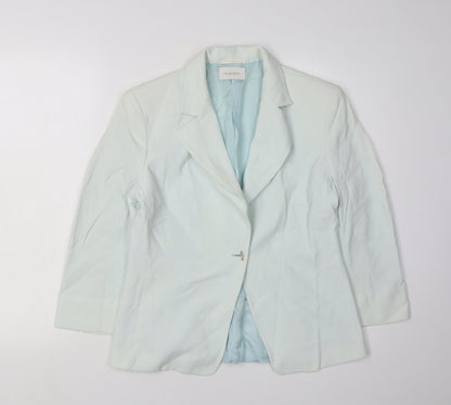 Caractère Women's Blue Blazer UK 10 Long Sleeve Notch Lapel