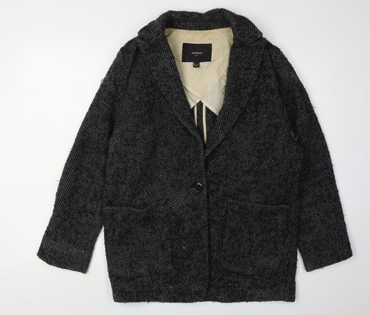 Mango Women's Black Wool Herringbone Suit Jacket XS