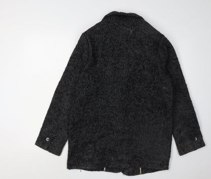 Mango Women's Black Wool Herringbone Suit Jacket XS