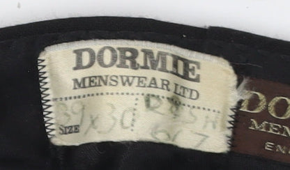 Dormie Mens Black Wool Blend Dress Pants Size 39
