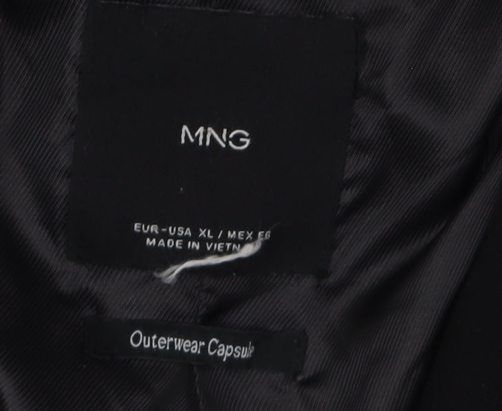 MNG Women's Black Wool Mid-Length Overcoat XL