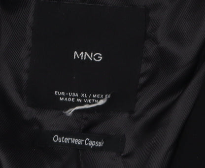 MNG Women's Black Wool Mid-Length Overcoat XL