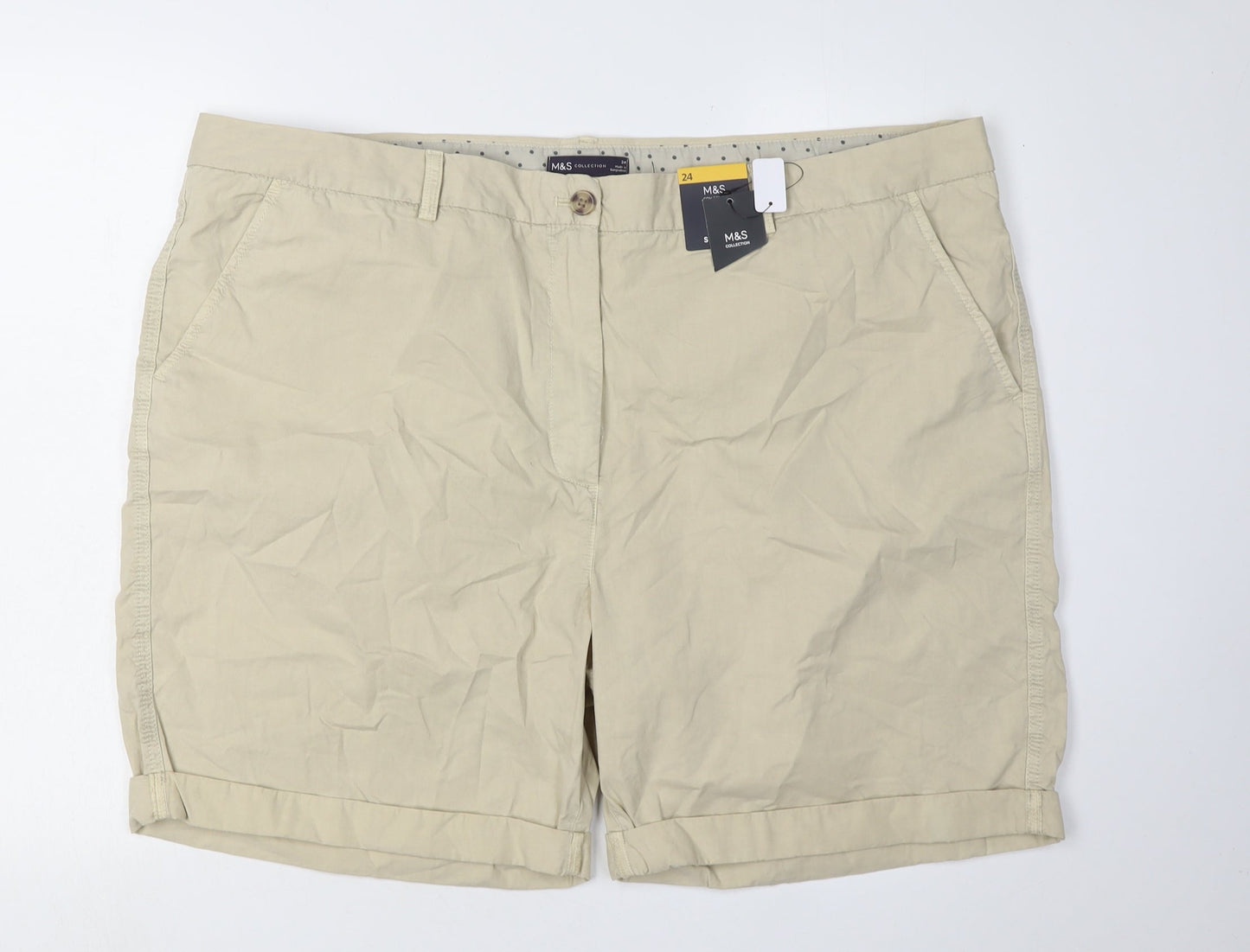 Marks and Spencer Women's Beige Chino Shorts Size 24