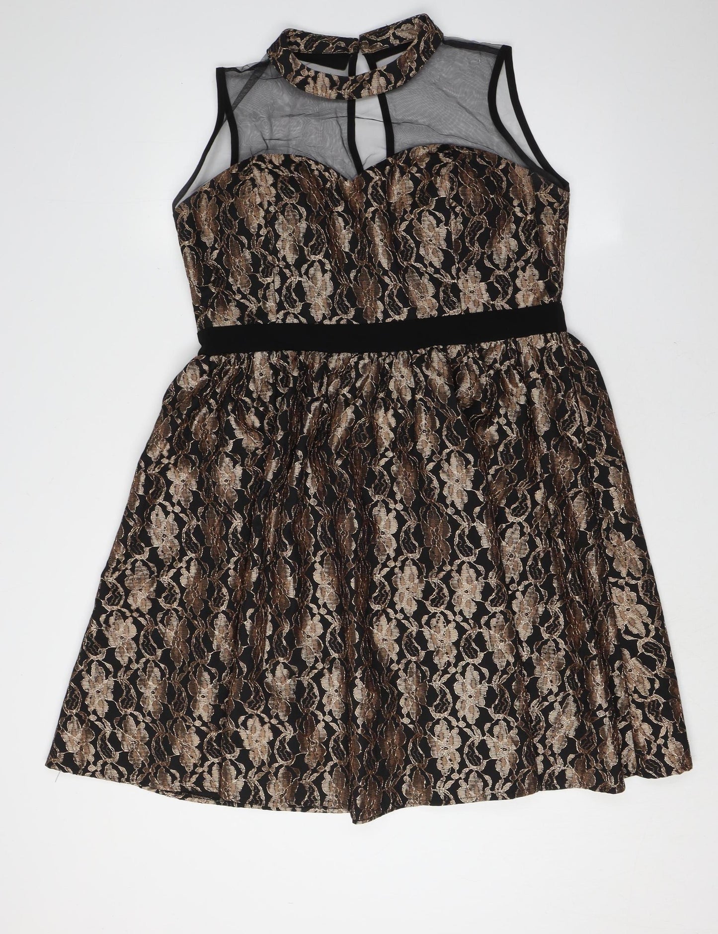 Little Mistress Women’s Black A-Line Floral Dress