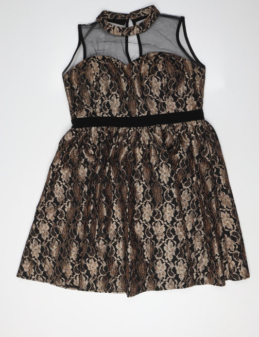 Little Mistress Women’s Black A-Line Floral Dress