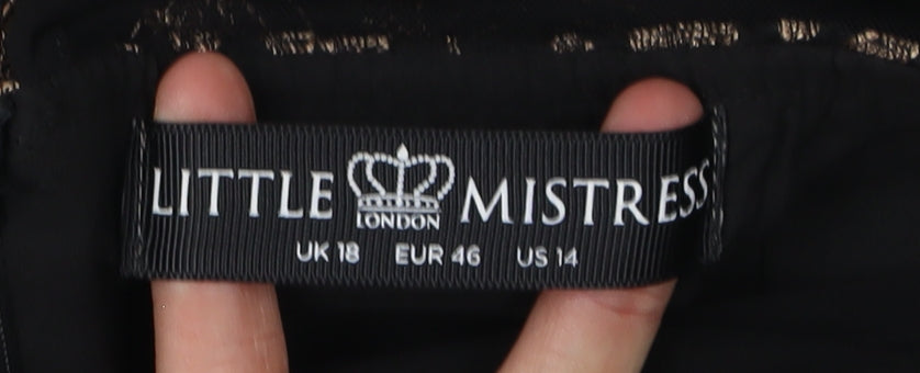 Little Mistress Women’s Black A-Line Floral Dress