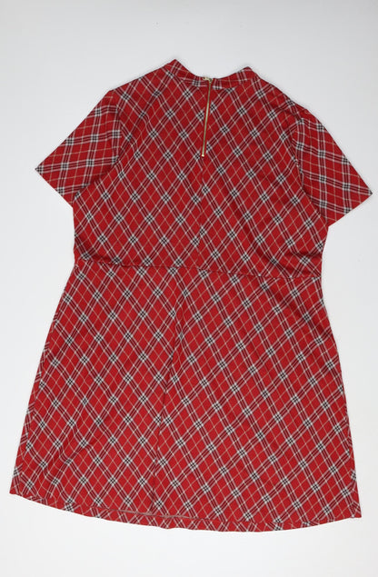 Next Women's Red Argyle Shift Dress Size 20