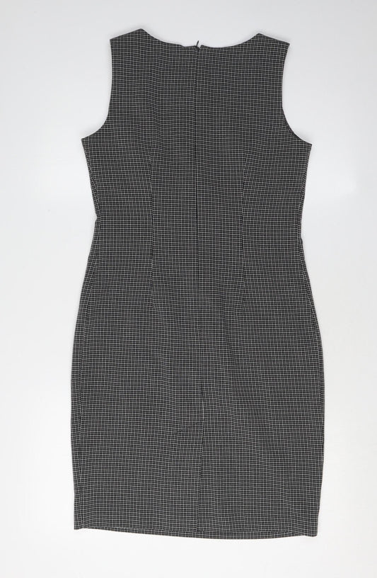 BHS Women's Black Check Sheath Dress Size 10