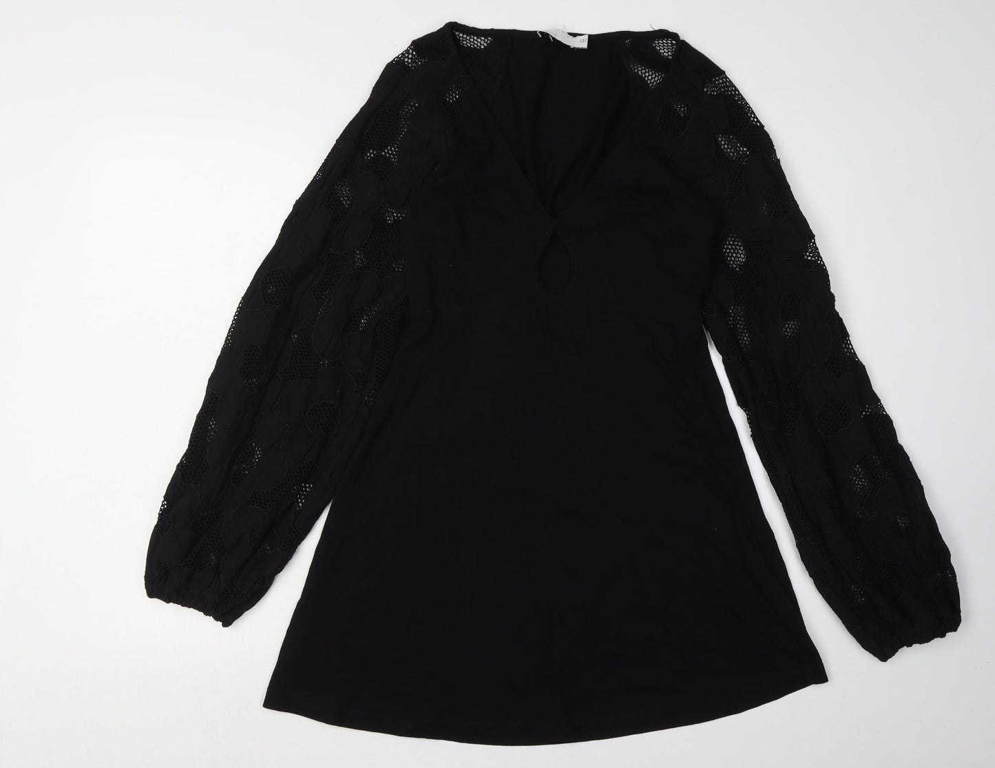 ASOS Women Black Mini Dress Size 10 V-Neck