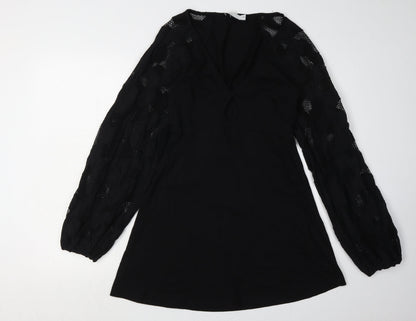 ASOS Women Black Mini Dress Size 10 V-Neck