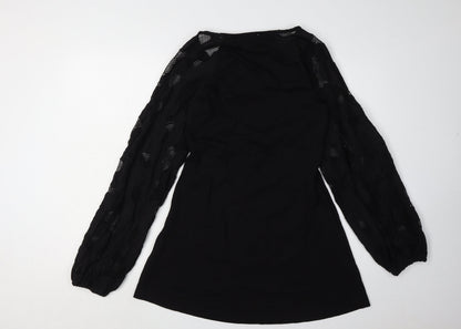 ASOS Women Black Mini Dress Size 10 V-Neck