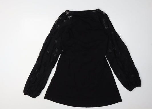 ASOS Women Black Mini Dress Size 10 V-Neck