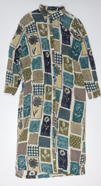 Monsoon Women's Floral Collared Shirt Dress Multicoloured L