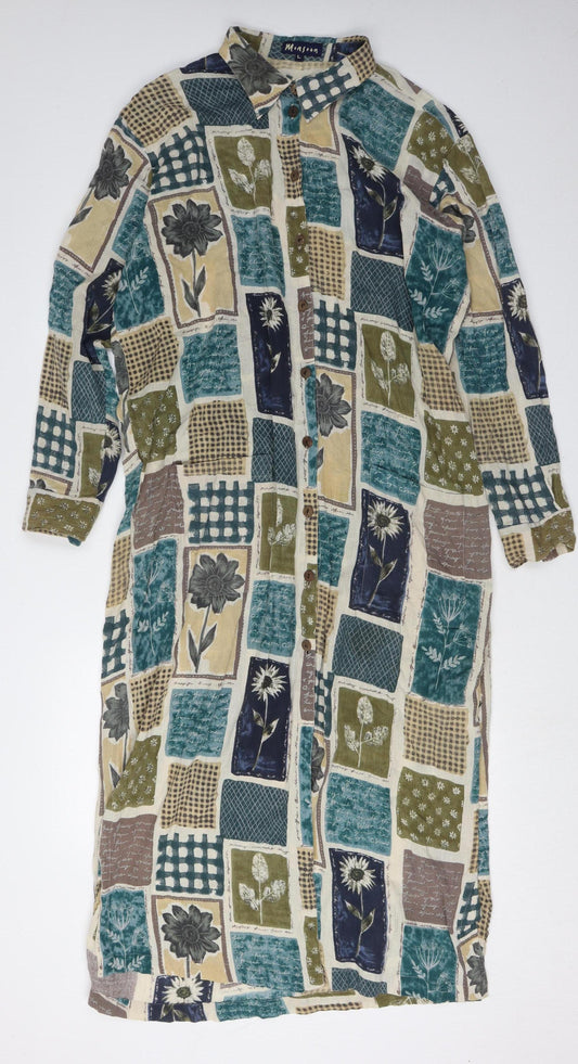 Monsoon Women's Floral Collared Shirt Dress Multicoloured L