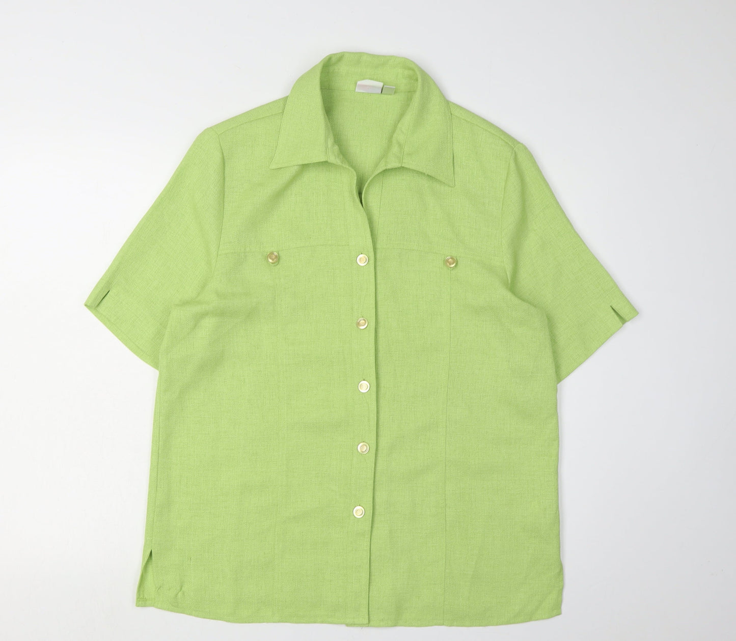 Oscar B. Women's Green Button-Up Shirt Size 16 Classic