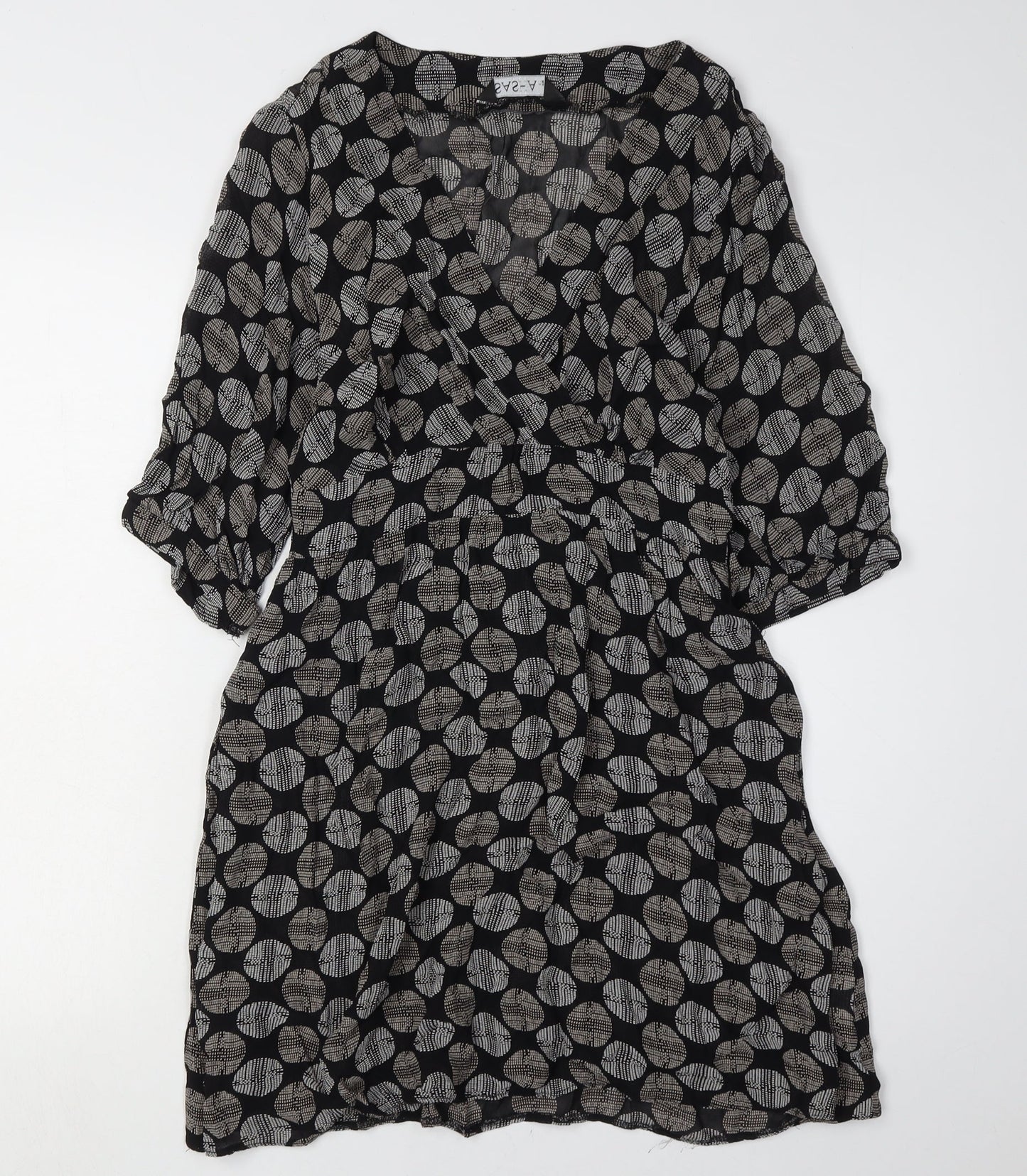 Sasha Women's Black Geometric Wrap Dress Size 12