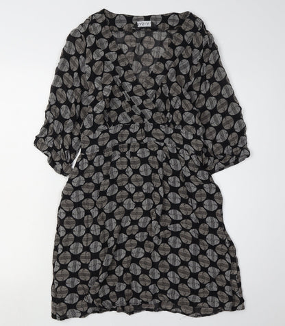 Sasha Women's Black Geometric Wrap Dress Size 12