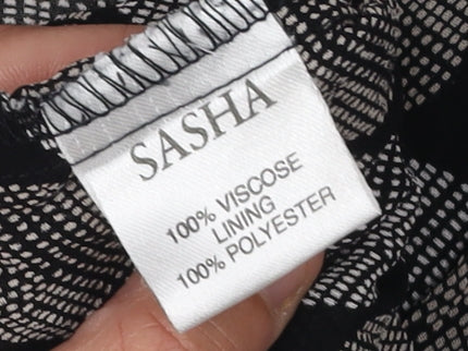 Sasha Women's Black Geometric Wrap Dress Size 12
