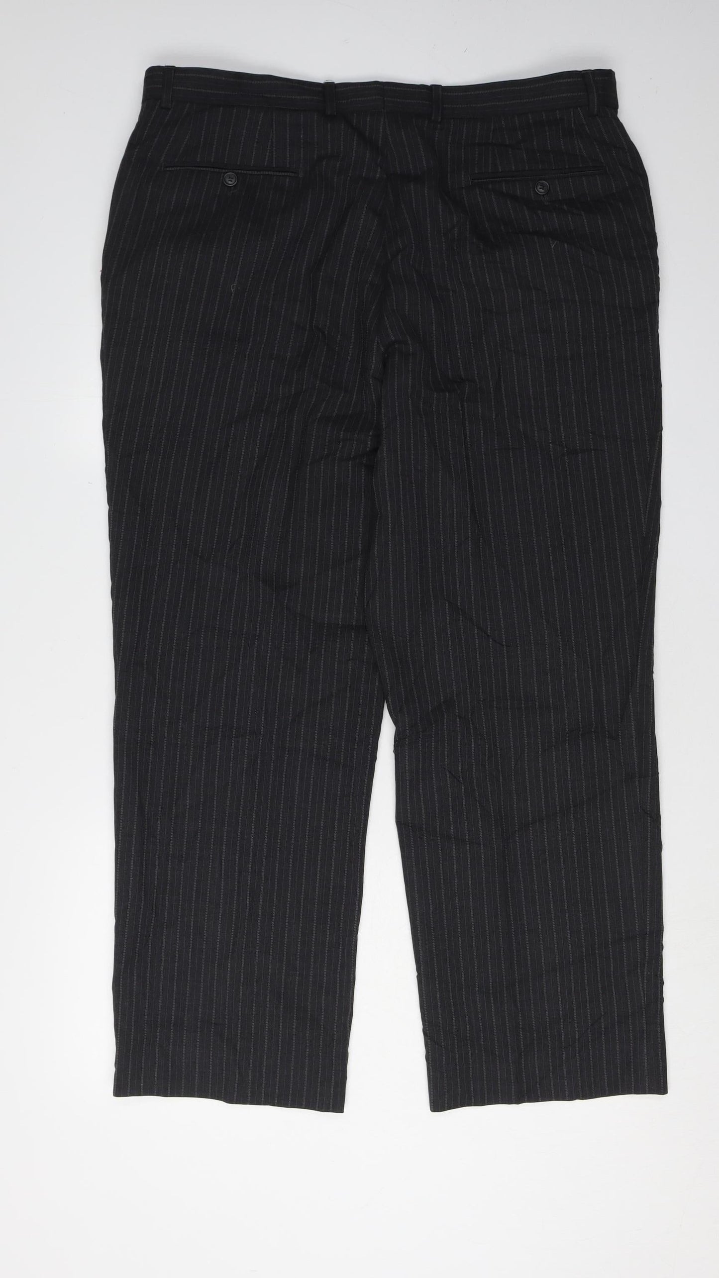Armando Men's Black Striped Trousers 36
