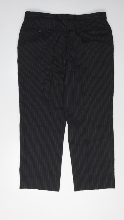 Armando Men's Black Striped Trousers 36