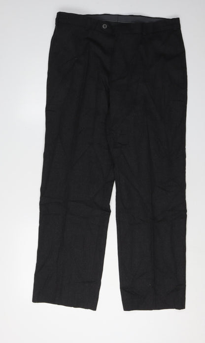 Brook Taverner Men's Black Dress Pants W36 Wool Blend
