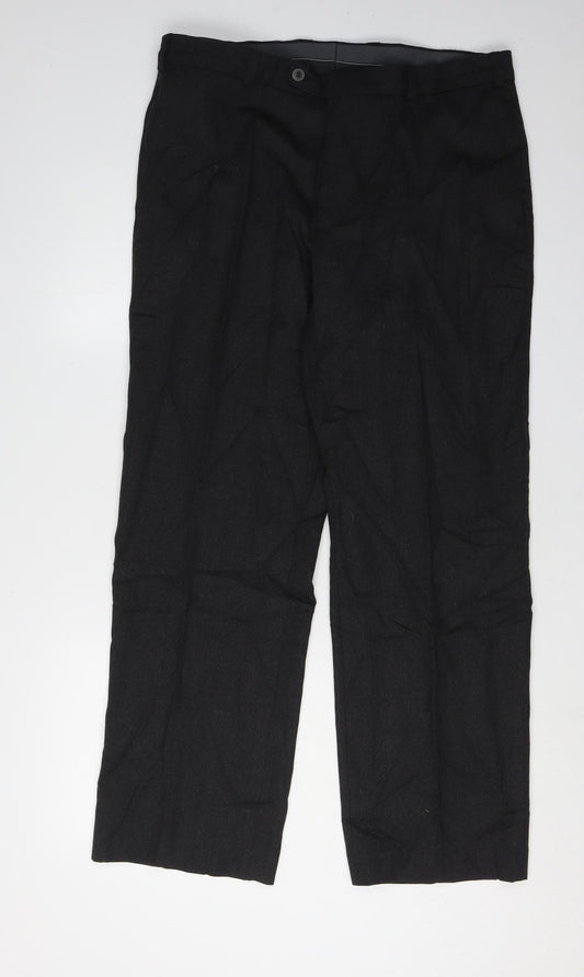 Brook Taverner Men's Black Dress Pants W36 Wool Blend
