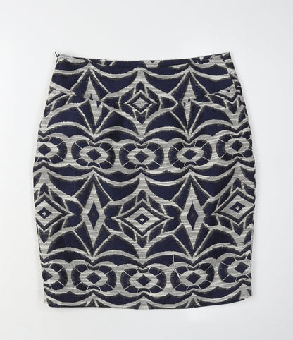 Monsoon Women's Blue Geometric Pencil Skirt Size 8