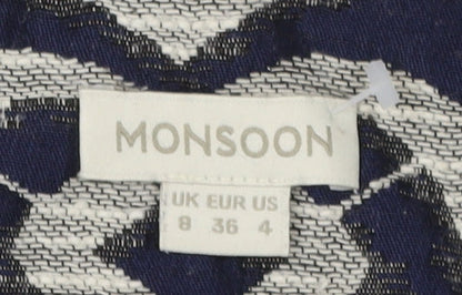 Monsoon Women's Blue Geometric Pencil Skirt Size 8