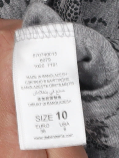 Womens UK Size 10 Debenhams Grey Basic T-Shirt