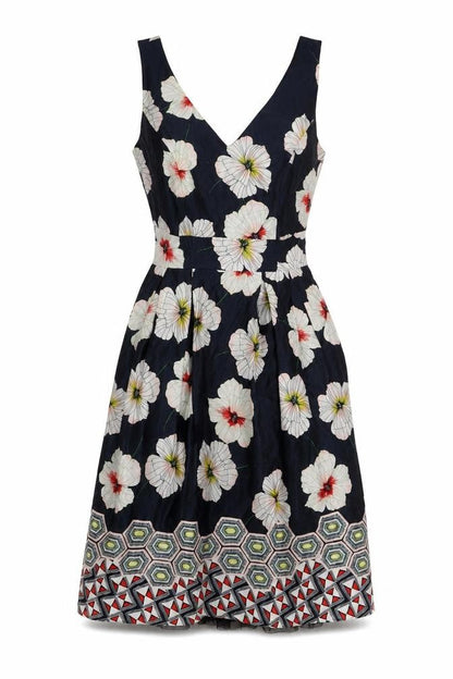 Monsoon Women's Black Floral Fit & Flare Dress 8