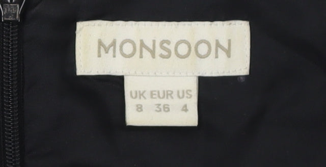 Monsoon Women's Black Floral Fit & Flare Dress 8