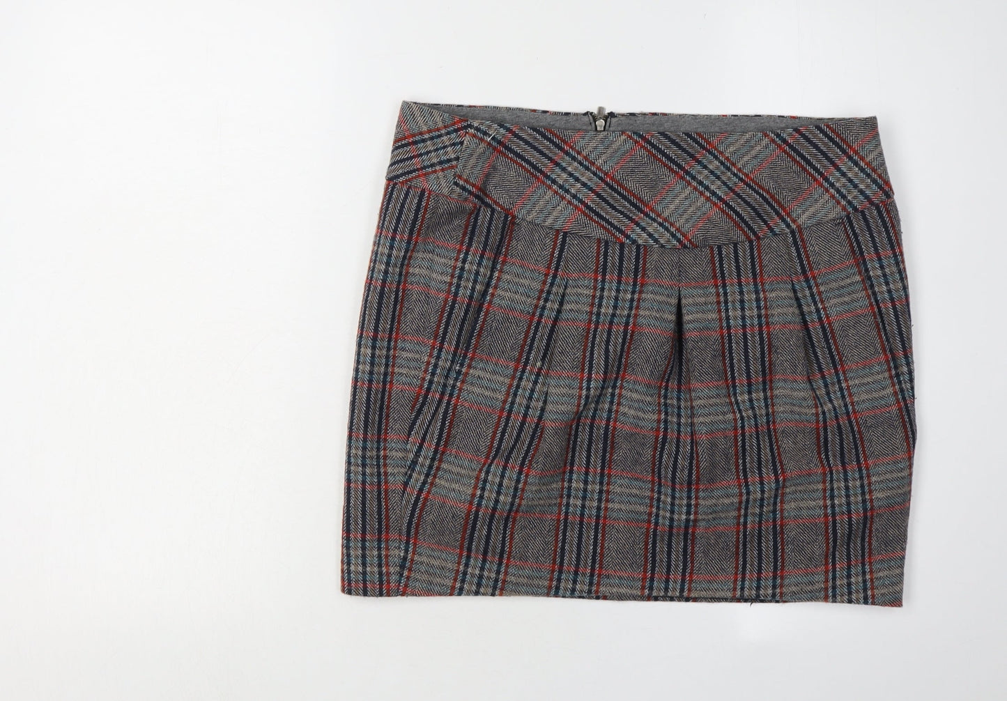 Esprit Women's Grey Plaid Knee Length Pleated Skirt Size 14