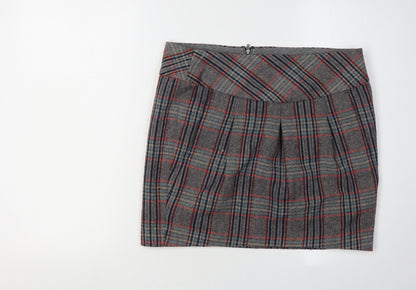Esprit Women's Grey Plaid Knee Length Pleated Skirt Size 14